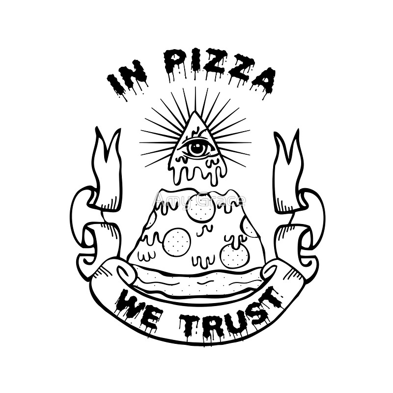 In Pizza We Trust - Black and White Version" Tote Bags by Amy ...