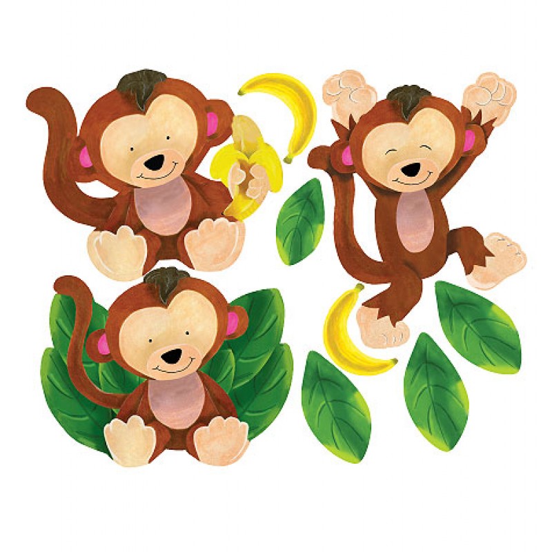 Wallies Baby Monkey Wall Stickers, Childrens Wall Stickers ...