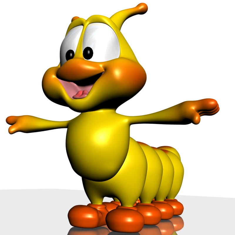 Cartoon Caterpillar Rigged 3D Model Game ready rigged .max .obj ...