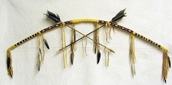 Native American made Beaded Chief's Bow and Arrows.
