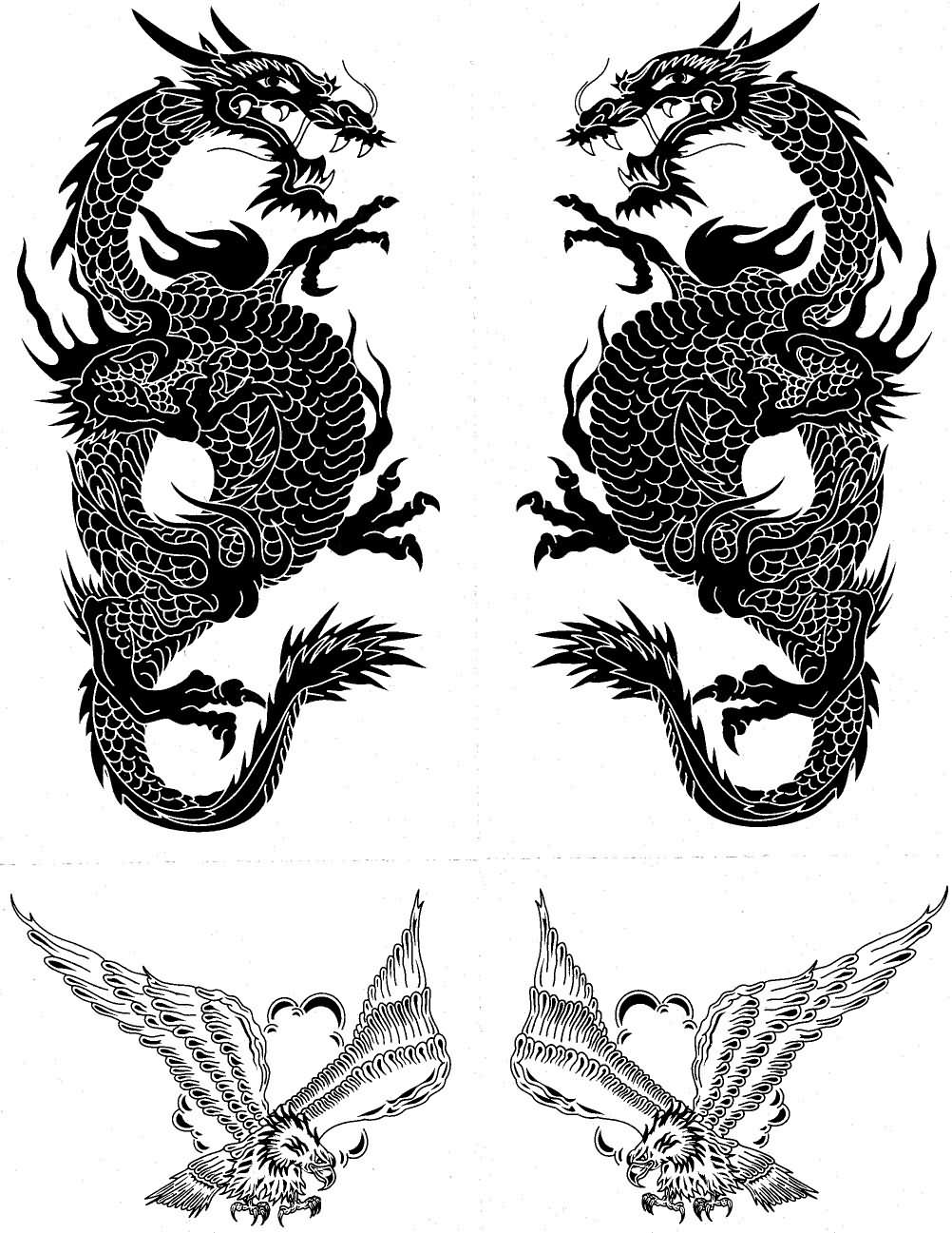 black-and-white-dragon-eagle- ...