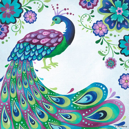 Floral Peacock Canvas Wall Art - Modern - Artwork - by Rosenberry ...