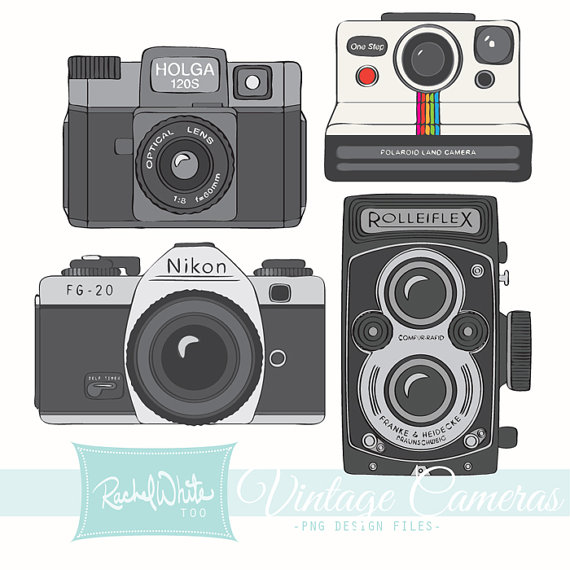 Vintage Cameras Clip Art 20 images AI EPS PNG by rachelwhitetoo