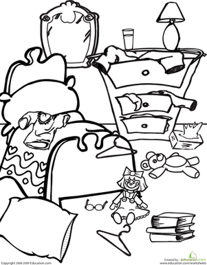 messy classroom Colouring Pages