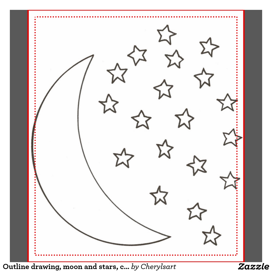 Outline drawing, moon and stars, coloring aprons | Zazzle