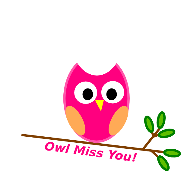 Owl Miss You Pink clip art - vector clip art online, royalty free ...