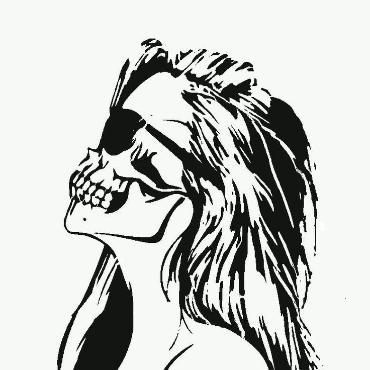 Skull Zombie Female stencil template | Stencil Templates | Pinterest