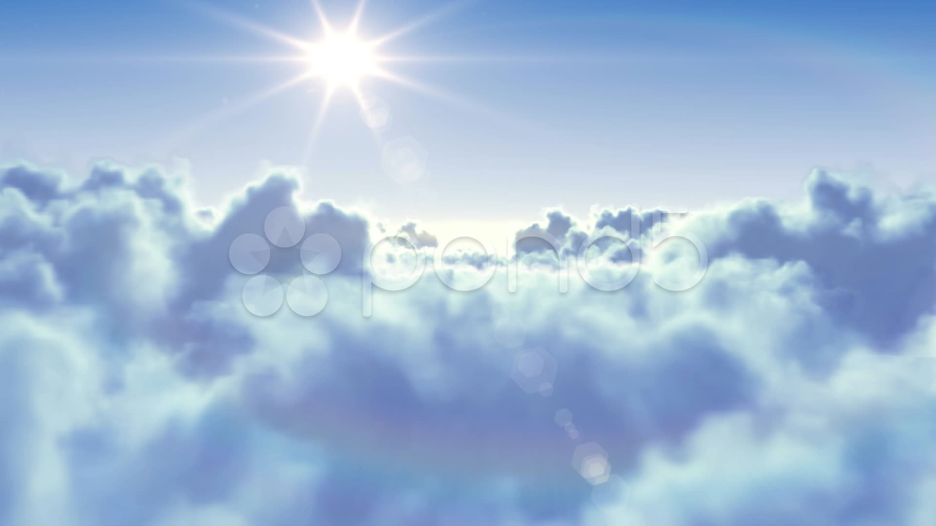 Flying Over The Clouds With The Sun. Looped 3D Animation. Hd ...