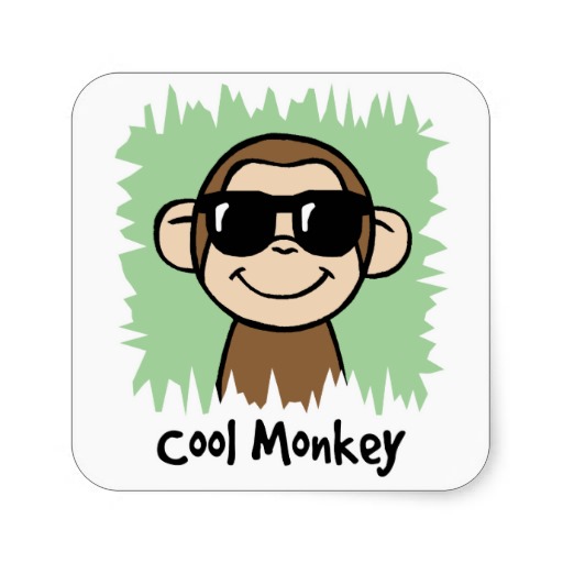 Cartoon Clip Art Cool Monkey with Sunglasses Sticker | Zazzle