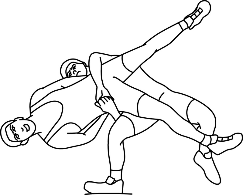 Wrestling Clipart : LC_wrestling_throw_02_outline : Classroom Clipart