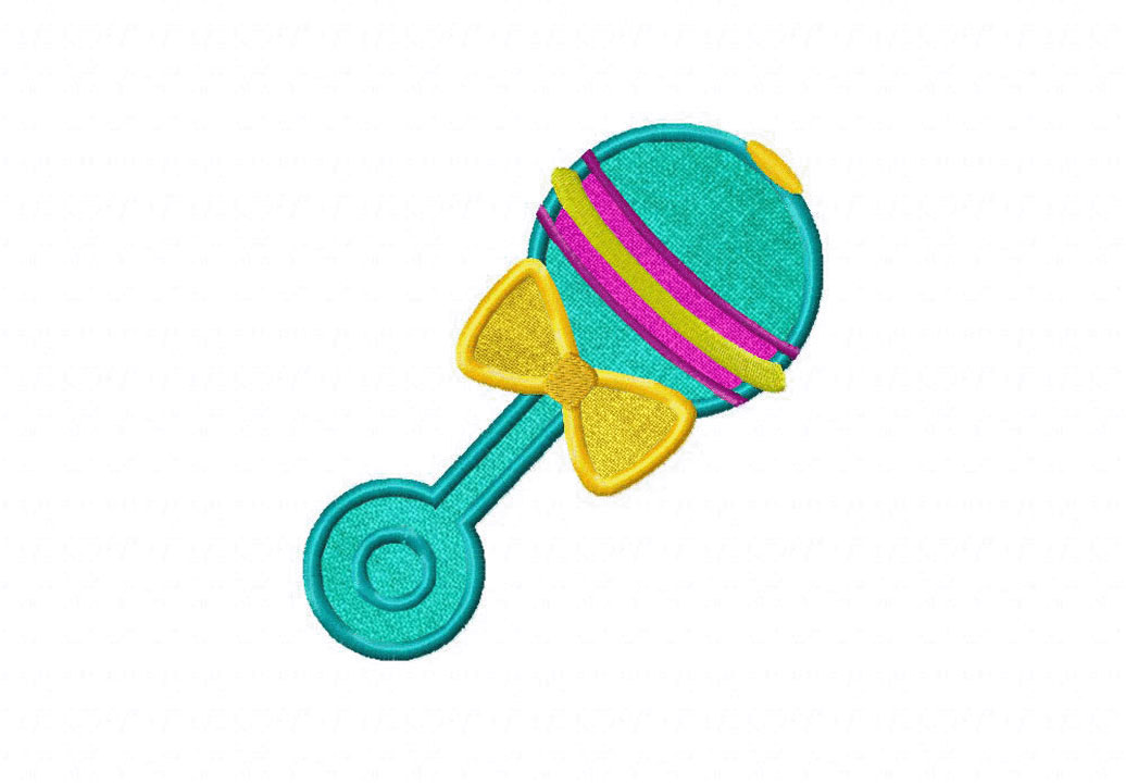 Baby Rattle Includes Both Applique and Stitched