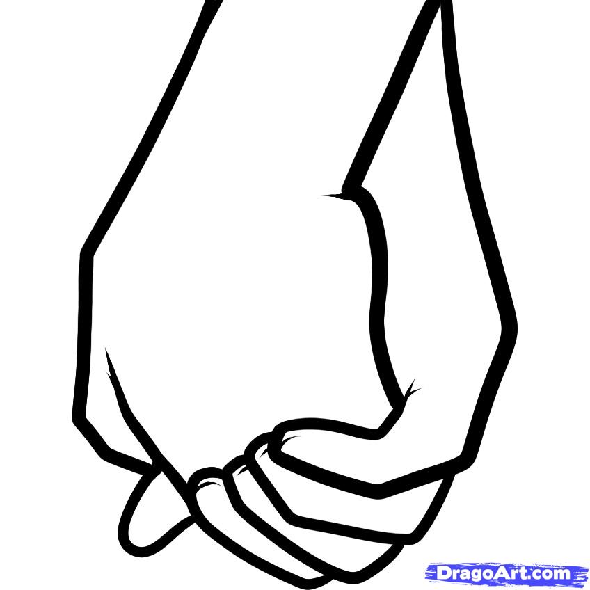 two people holding hands Colouring Pages