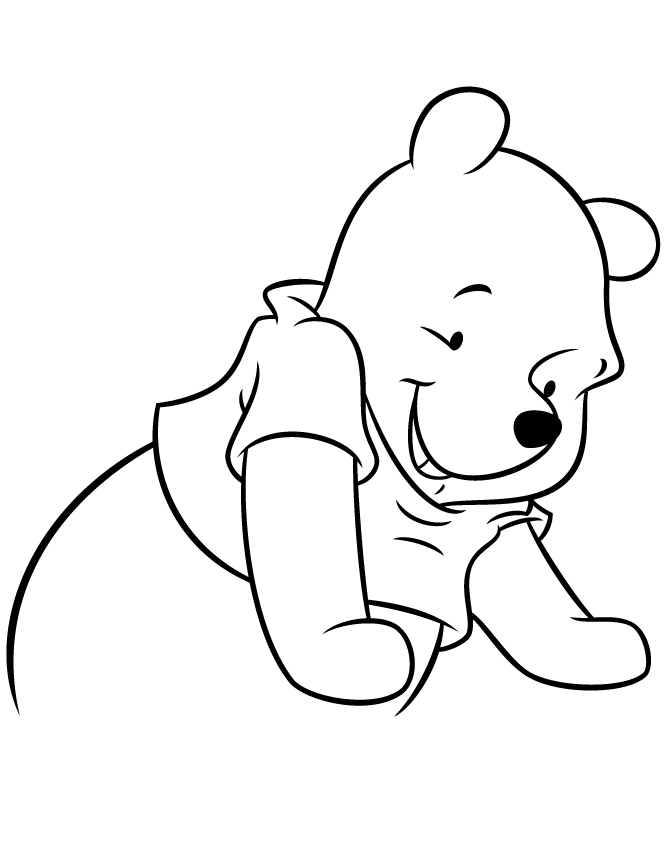 Super Cute Winnie The Pooh Bear Coloring Page | Free Printable ...