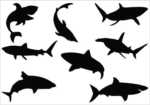 Shark Silhouette Clip Art Pack | Tattoos! | Pinterest