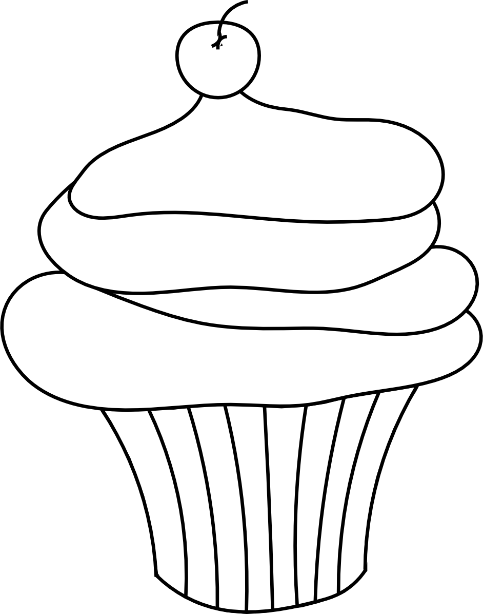 Images For > Cupcake Outline Clipart Black And White