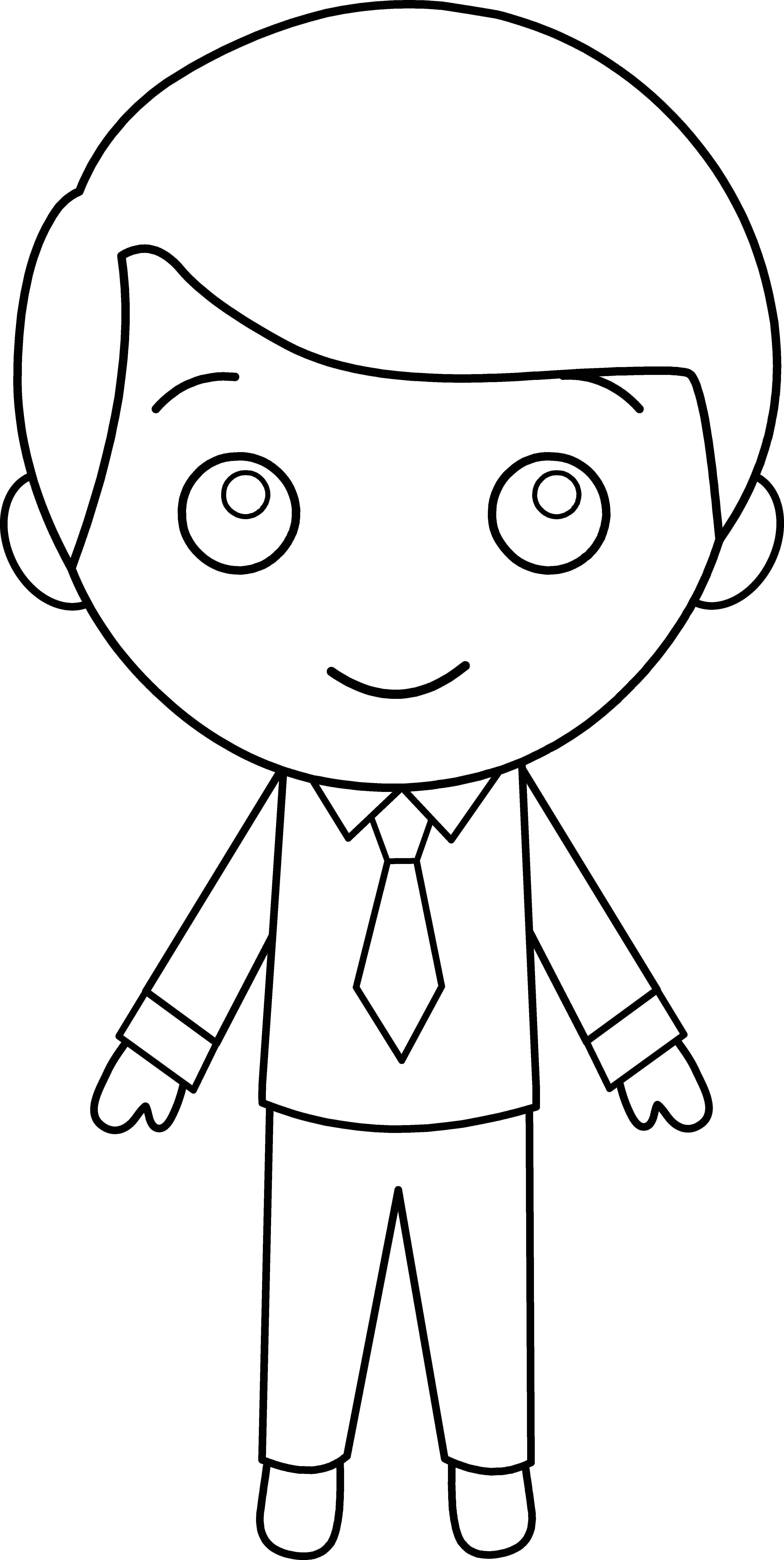 Little Guy in Suit Line Art - Free Clip Art