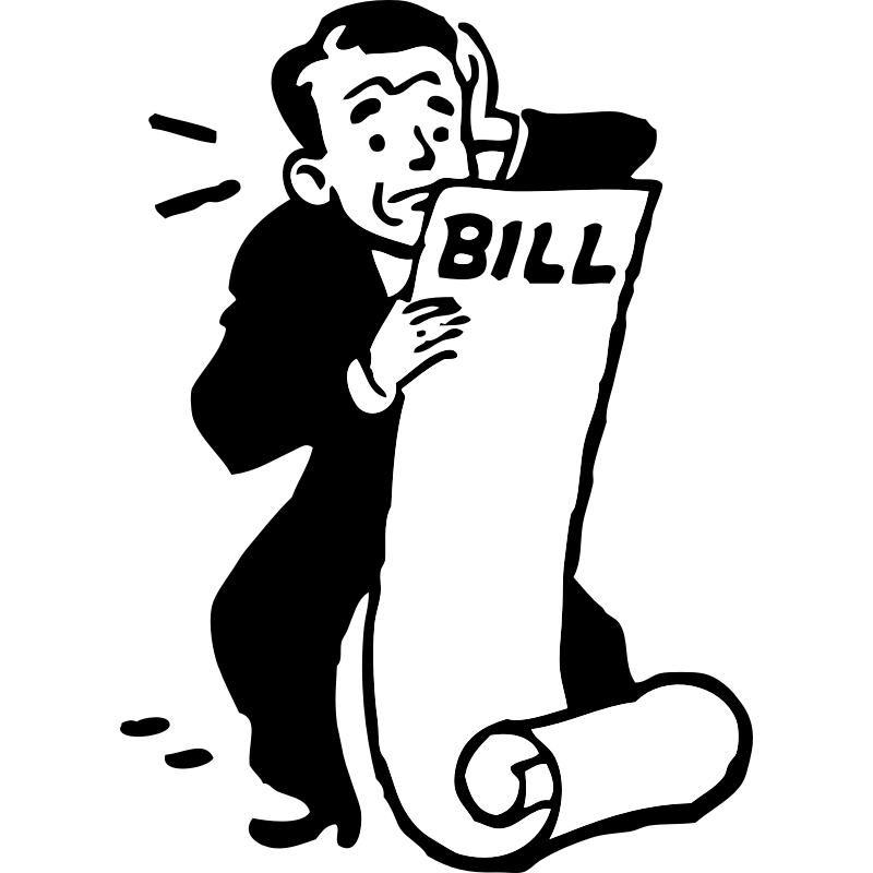 Clipart - worried about a bill