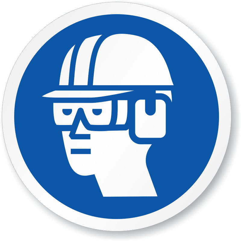 Wear Eye, Ear & Head Protection Symbol - ISO Mandatory Signs, SKU ...