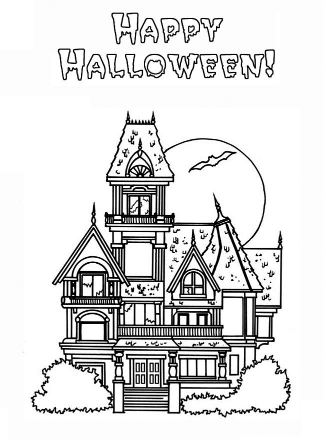 Halloween Haunted House Coloring Pictures | Coloring