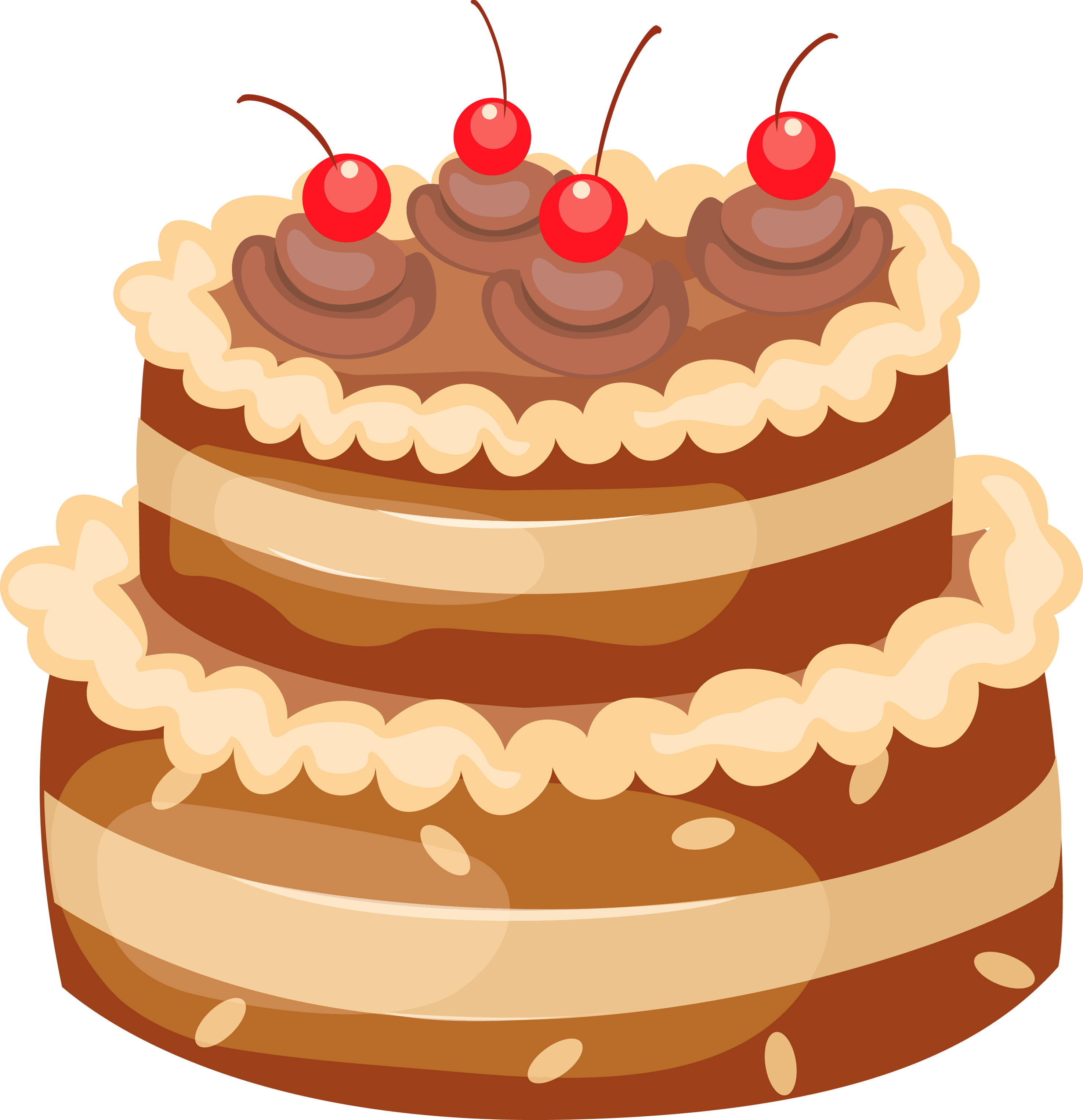 Chocolate Cake with Cherries PNG Large Clipart