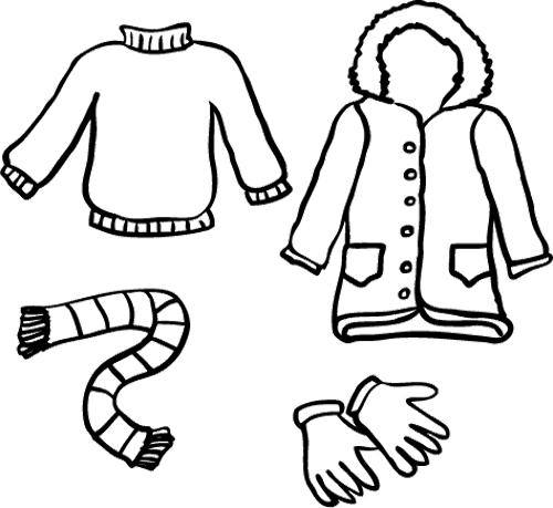 Winter Coloring Pages : Winter Clothes Coloring Page Kids Coloring Art