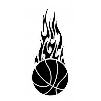Adhesive Stencil Large Flaming Basketball