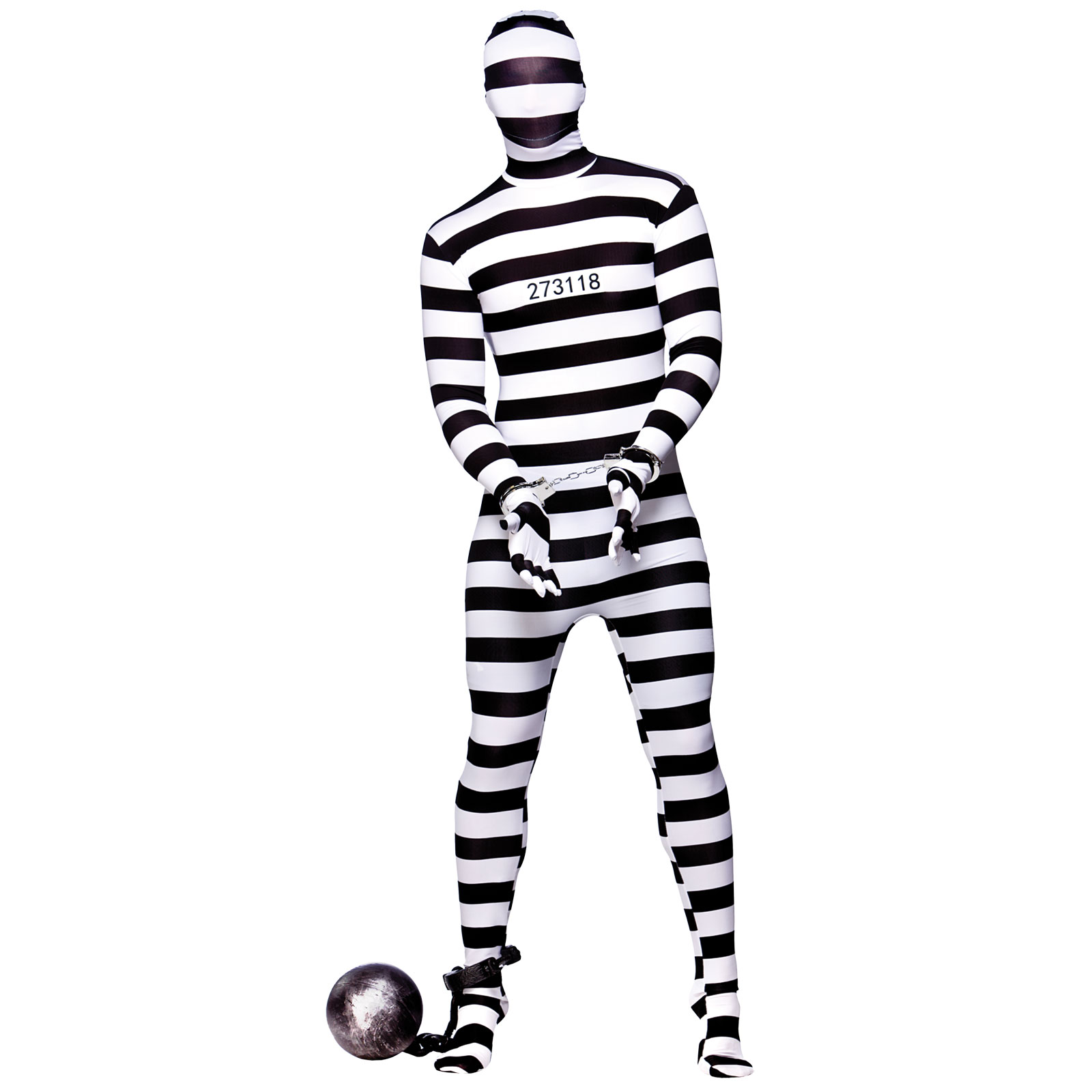 Convict Robber Skinz Skin Tight Body Suit Sock Fancy Dress ...