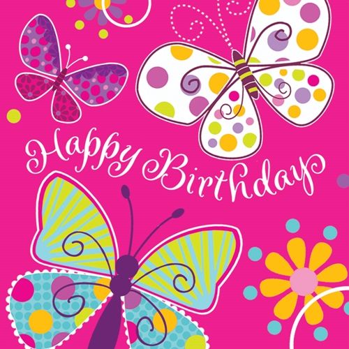Three butterfly friends are wishing the birthday girl a very happy ...