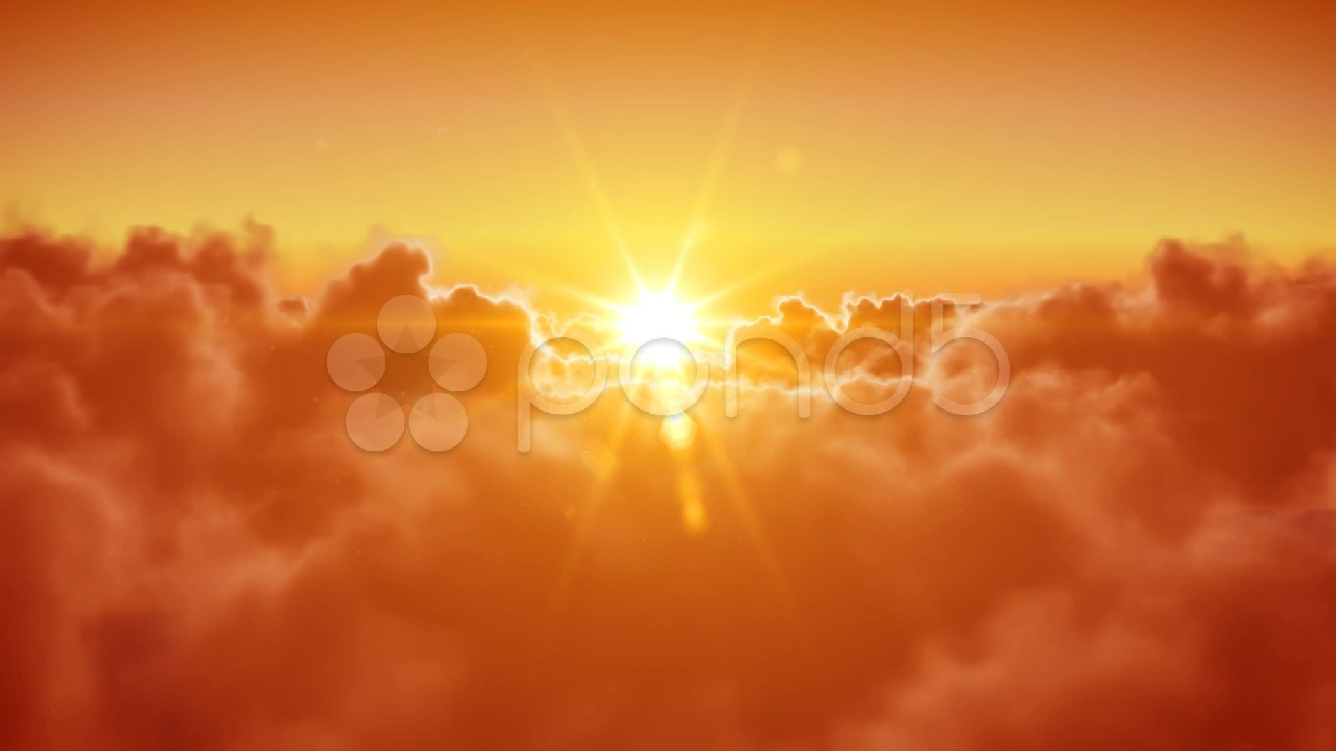 Flying over the clouds with the sun. Looped 3d animation. HD ...