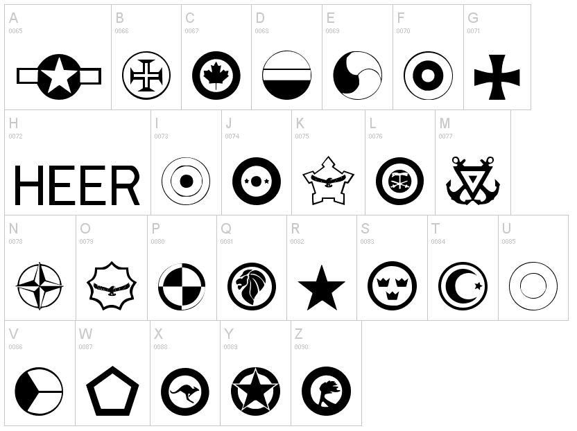 Roundel Symbols and Designs Dingbats | Dingfonts.com
