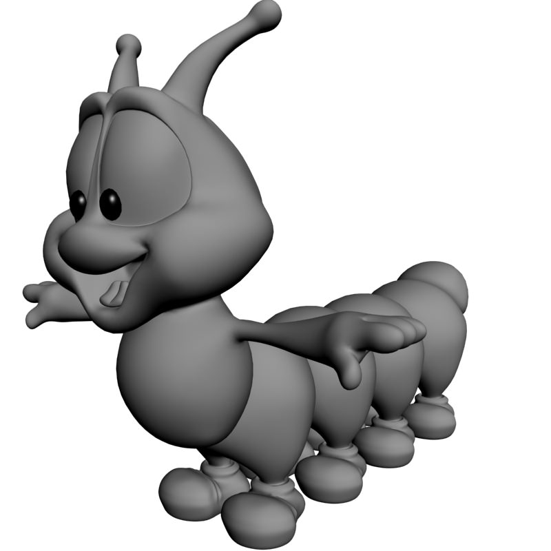 Cartoon Caterpillar Rigged 3D Model Game ready rigged .max .obj ...