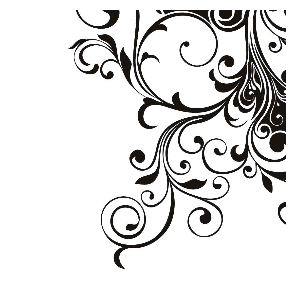 Black Swirl Floral Corner Decoration Wall Art Stickers Design ...
