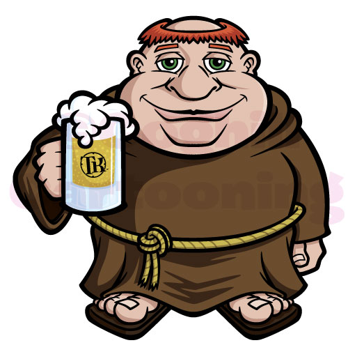 Cartoon Monk with Beer Mug