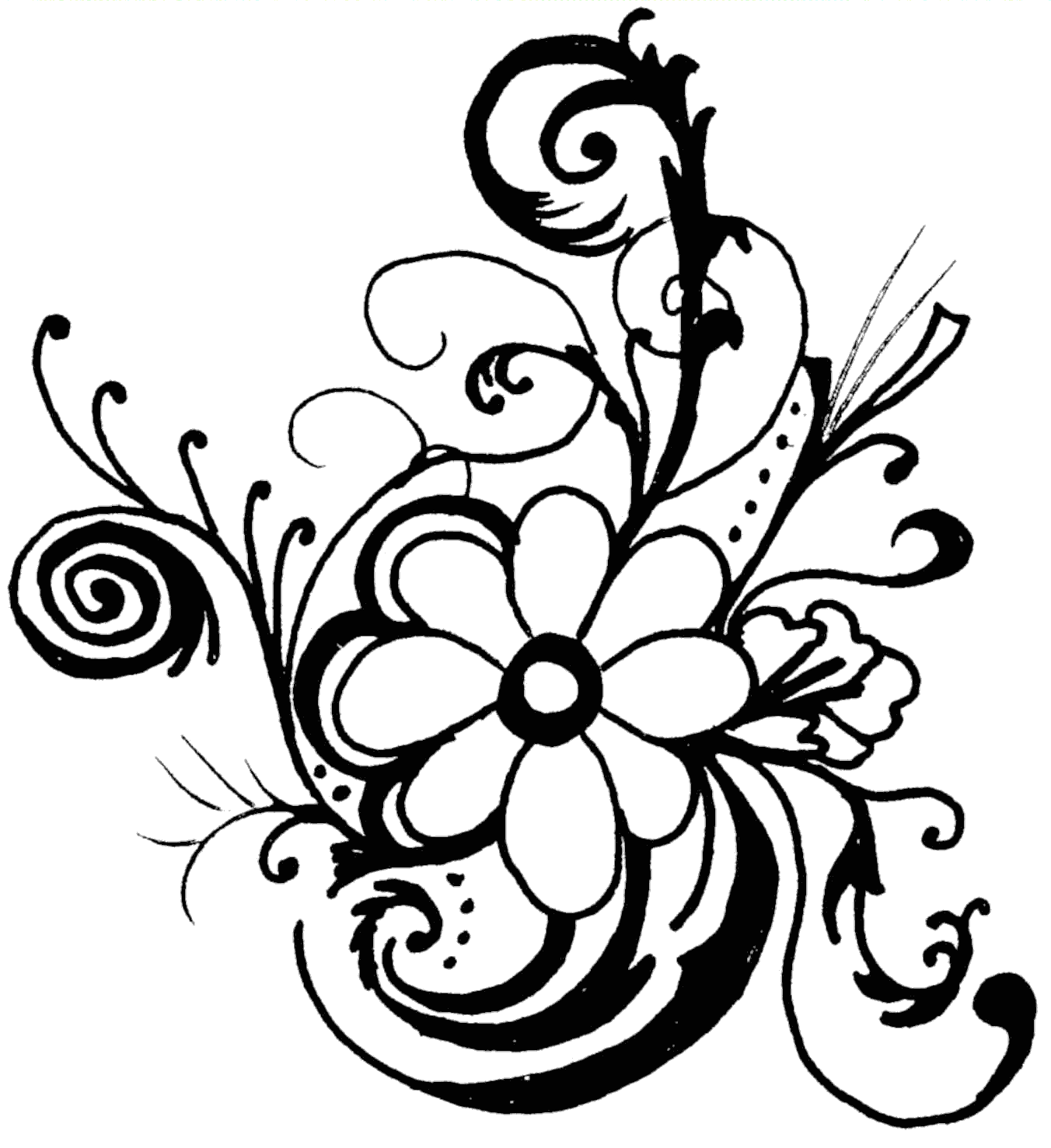 Flower Line Art - Cliparts.co