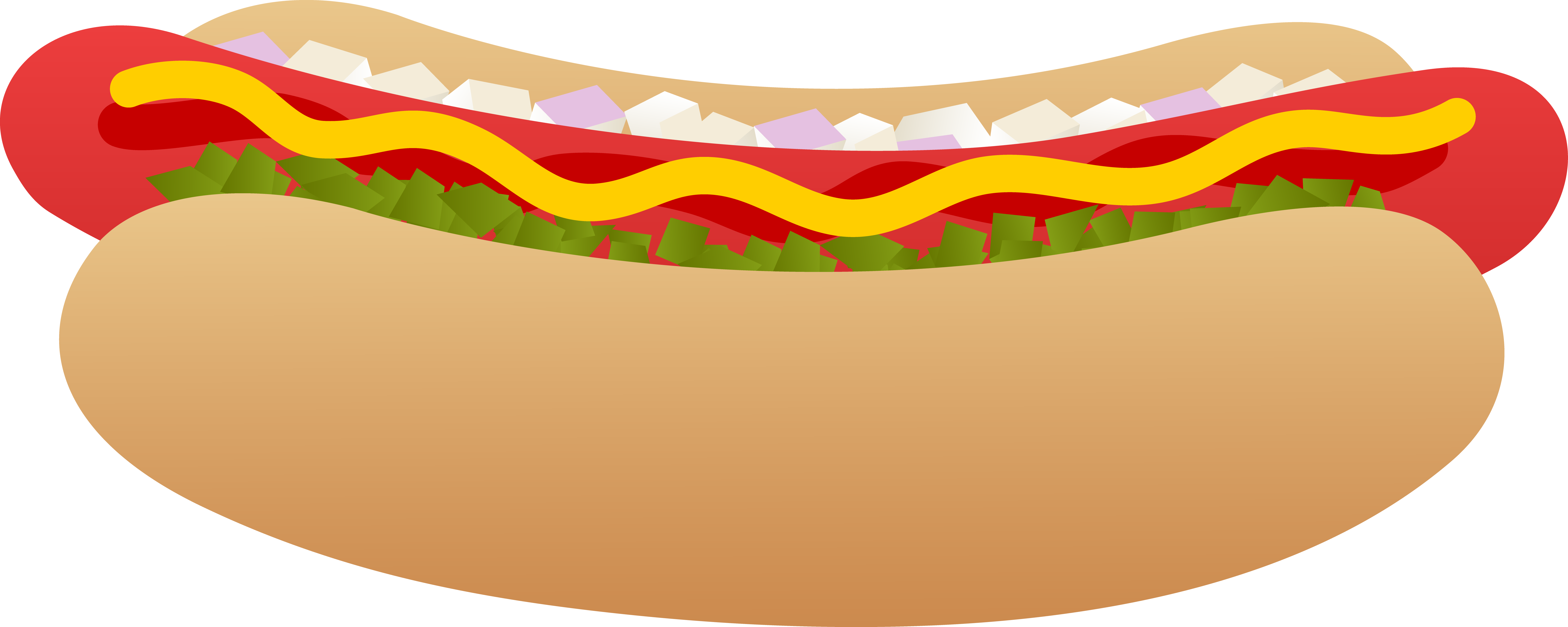 Hot Dog on a Bun - Free Clip Art