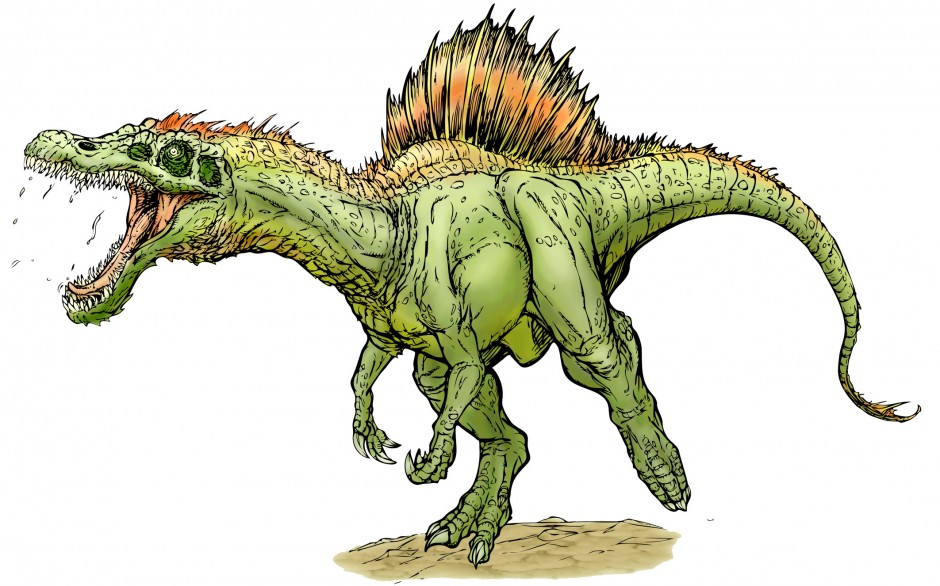 Cartoon Clipart Of A Drunk Or Dumb Spinosaurus Dinosaur Vector ...