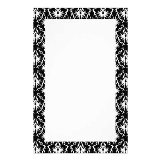 Stylish Black and White Damask Pattern. Personalized Stationery ...