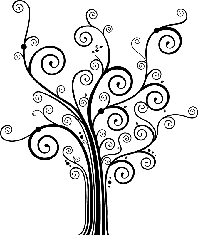Swirly Decorative Tree Patterned Trees Wall Stickers Wall ART ...