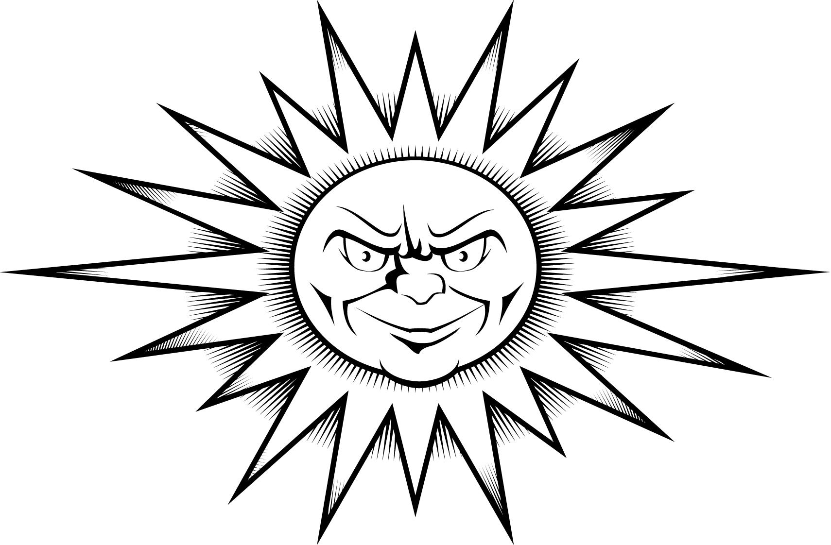 worksheet of a sun tattoo design printable - Coloring Point ...