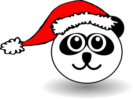 Funny panda face black and white with Santa Claus hat Vector clip ...