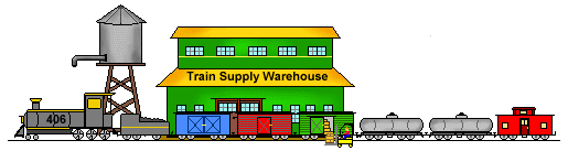 Train Clip Art - Supply Buildings and Warehouses With Steam Engine ...