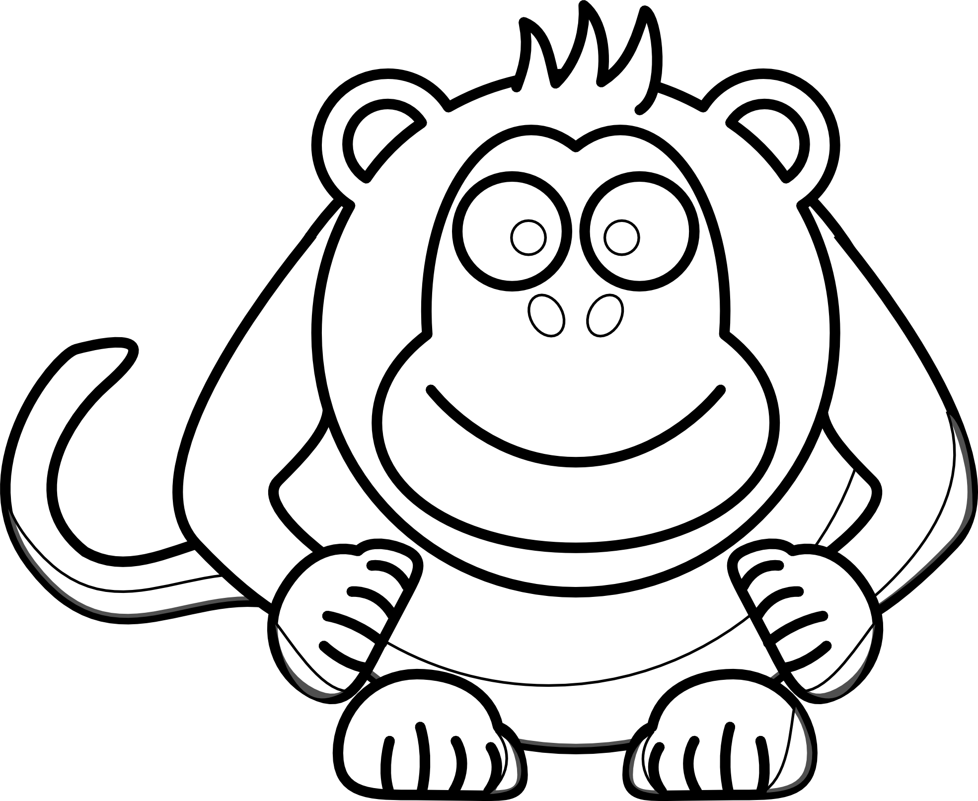 Cartoon Monkey Black White Line Art Scalable Vector Graphics SVG ...