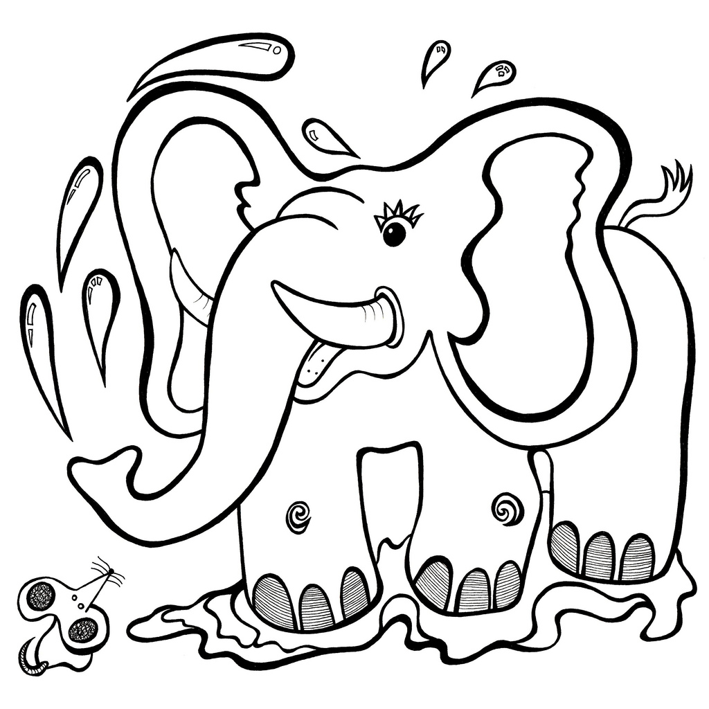 hattie and colin', elephant and mouse, cartoon animal colouring ...