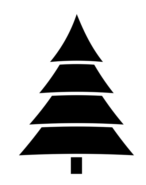 Evergreen Tree Symbol (black & white) - Free Christmas Clip Art