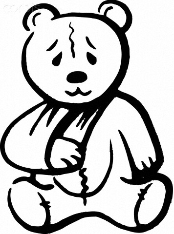A poor teddy bear with a broken arm drawn in black and white - 42 ...
