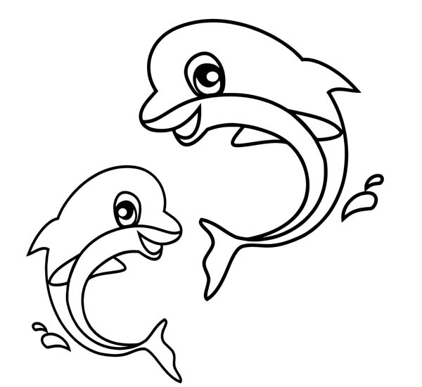 cute baby dolphins Colouring Pages
