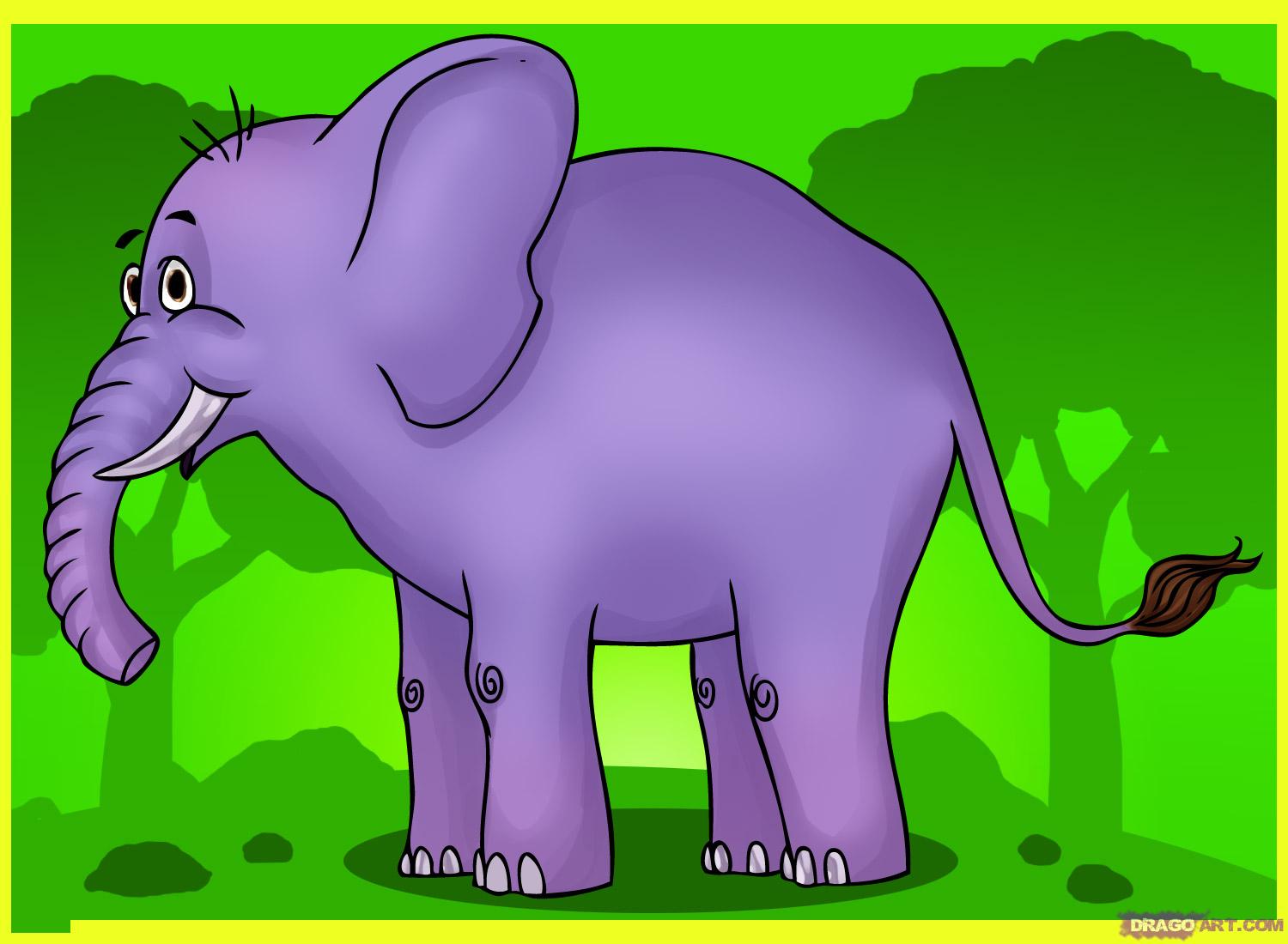 How to Draw a Cartoon Elephant, Step by Step, Cartoon Animals ...