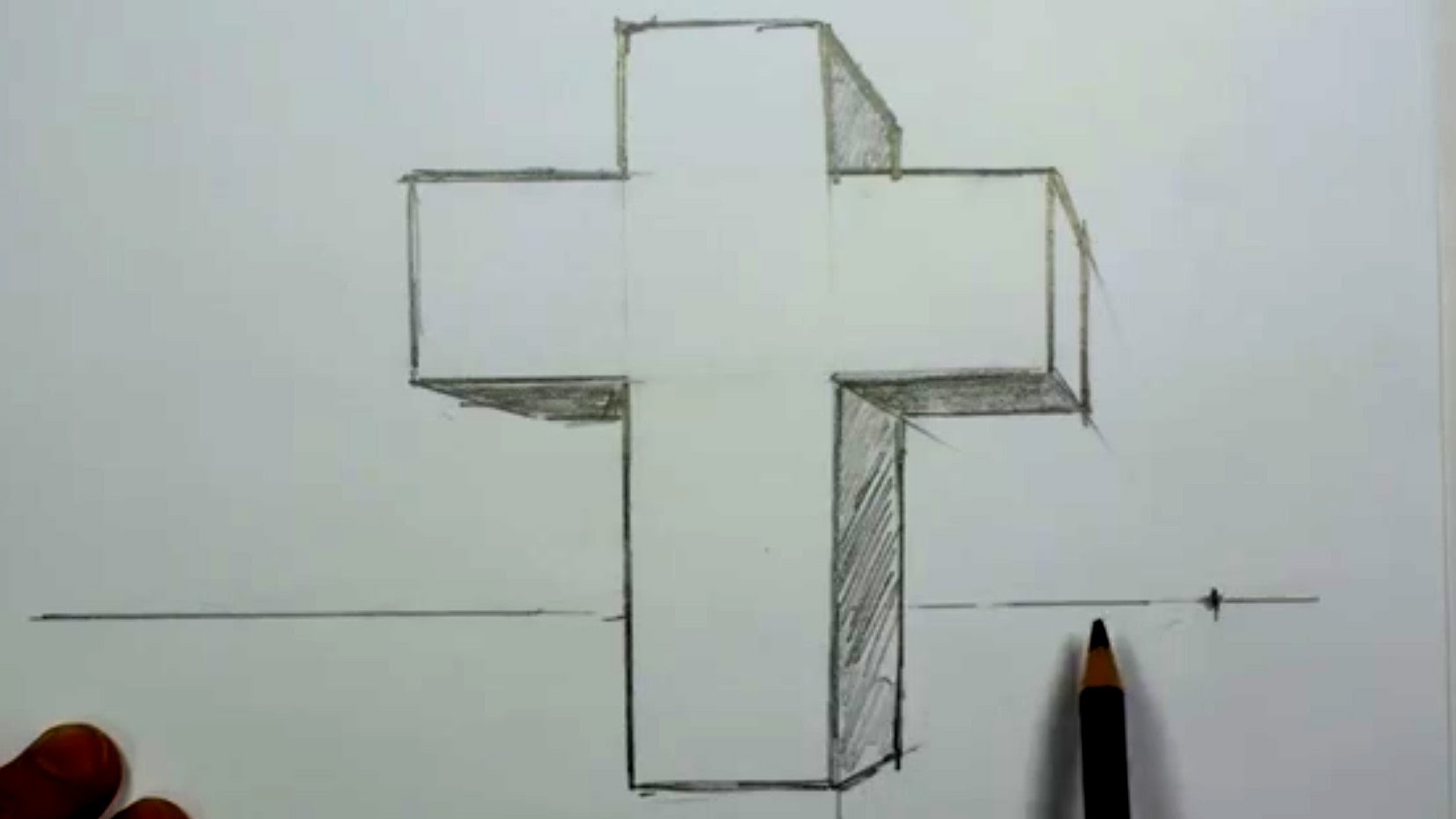 How to Draw a 3D Cross in One-Point Perspective | MAT - YouTube