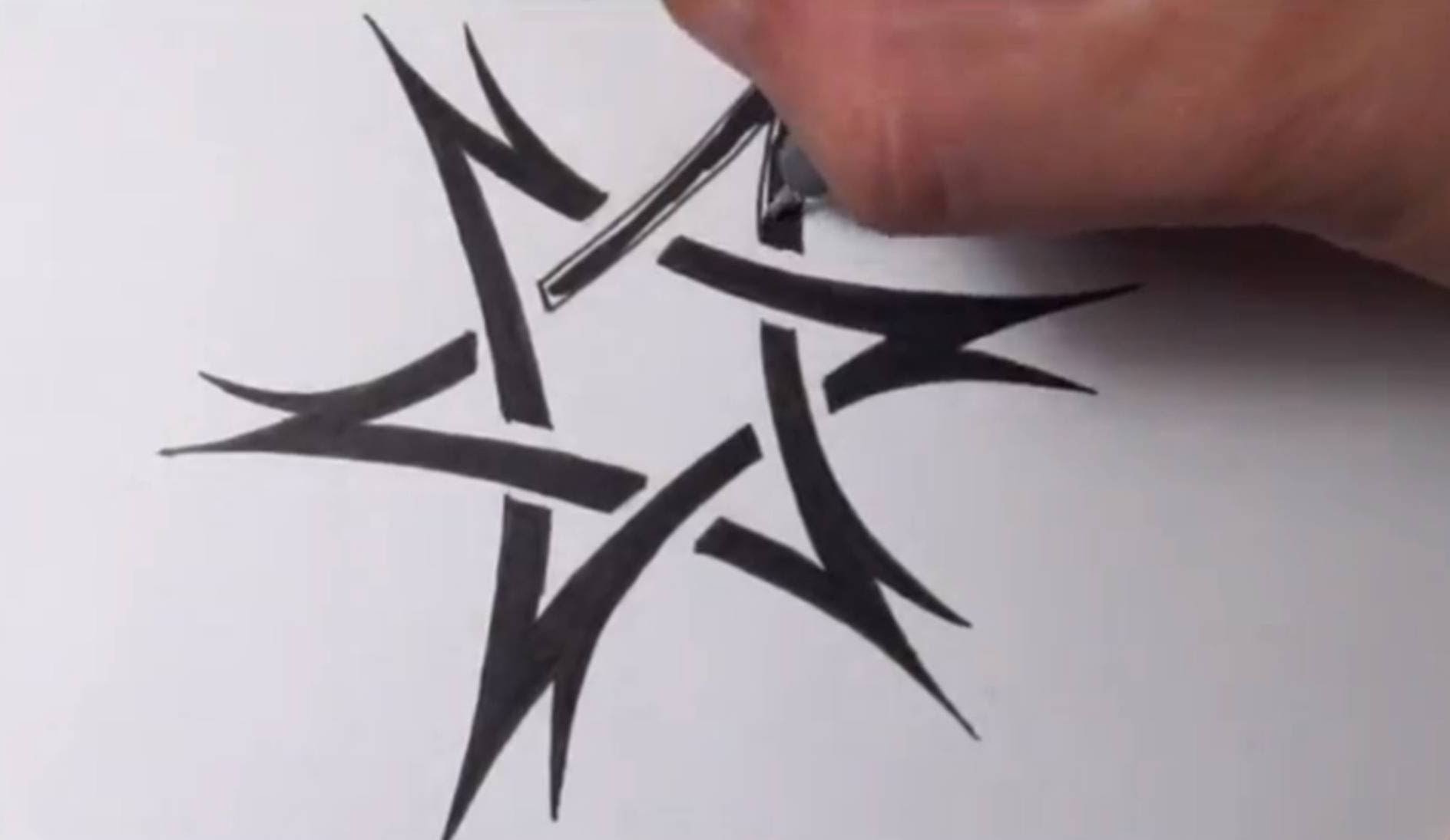 Drawing a Tribal Star of David Tattoo Design - Quick Sketch - YouTube