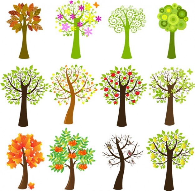 lovely trees vector material